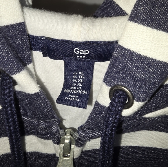 Striped gap zip up hooded sweatshirt xl - Picture 2 of 3